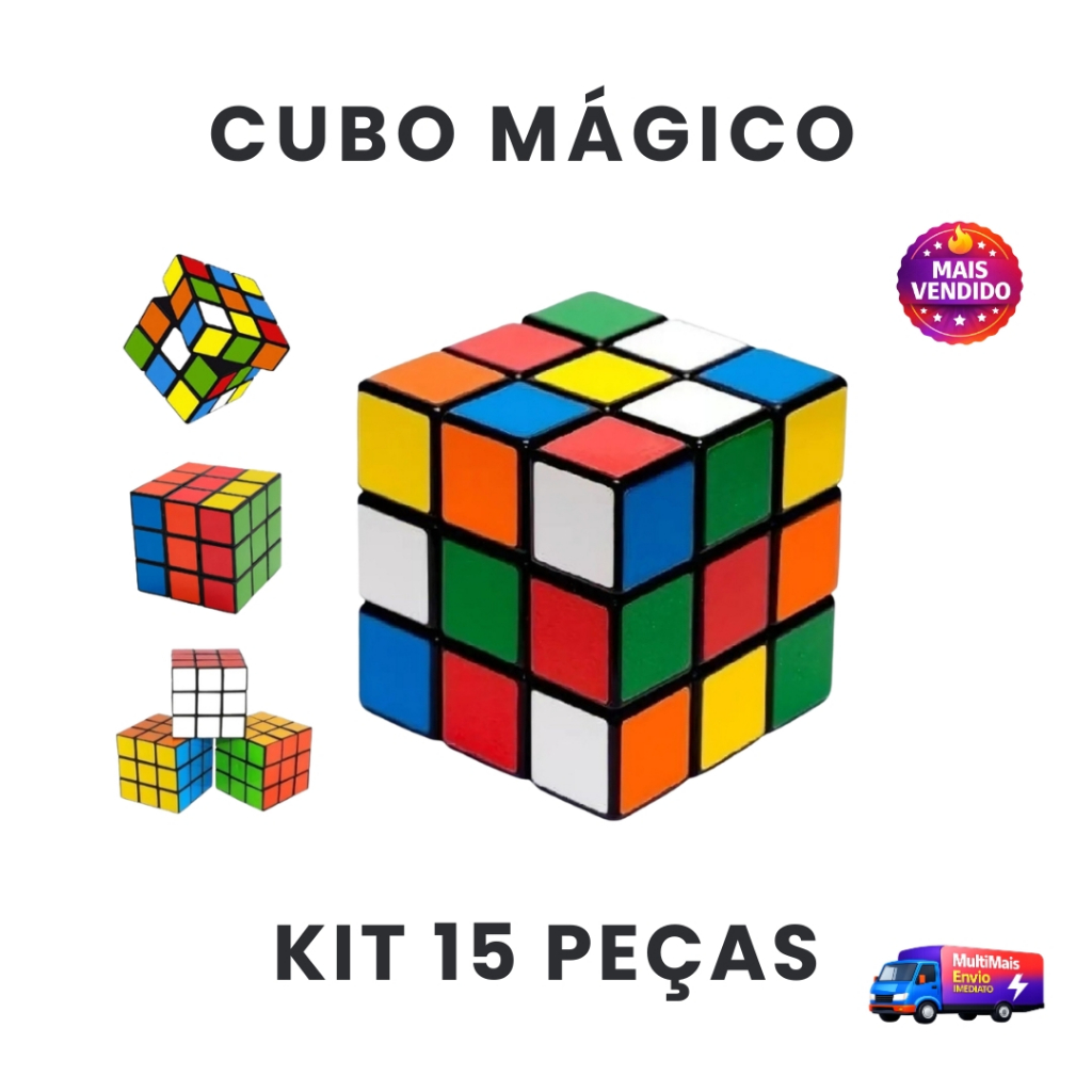 Cubo Mágico KIT 15 Peças Profissional 5X5 Brinquedo Educativo Quebra Cabeça Infantil Adulto Jogo