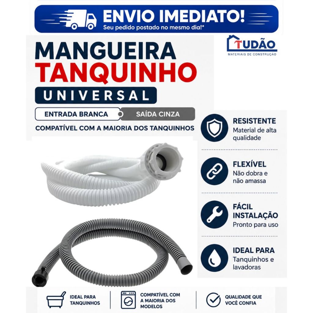 Kit Mangueira Tanquinho Universal Entrada e Saída de Água Compatível Colormaq Mueller Suggar