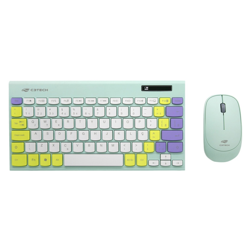 Kit Teclado e Mouse Sem Fio USB 2.4Ghz Teclas Baixas Multimídia Plug And Play Abnt2 Colors