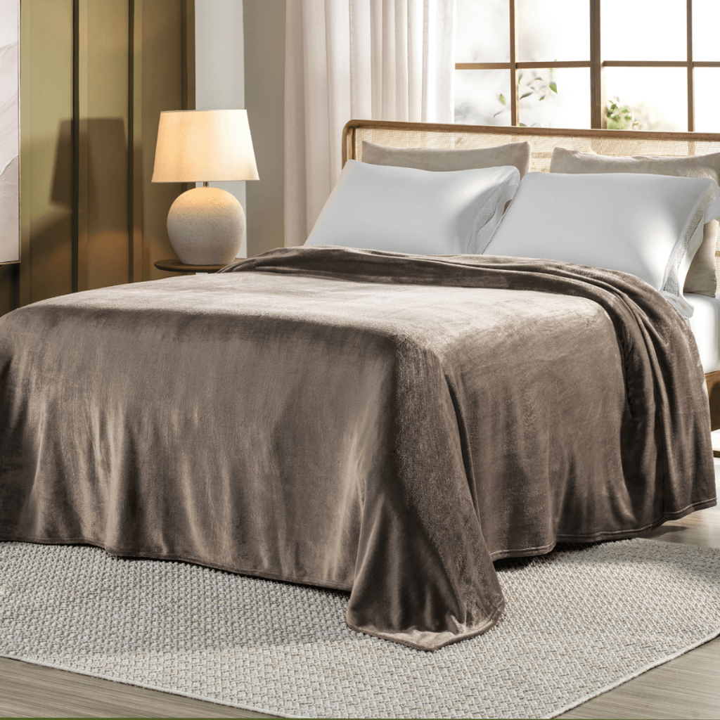 Cobertor Alaska Mocca Queen Altenburg Macio Flanel Fleece Plush Dupla Face 2,20l x 2,4c
