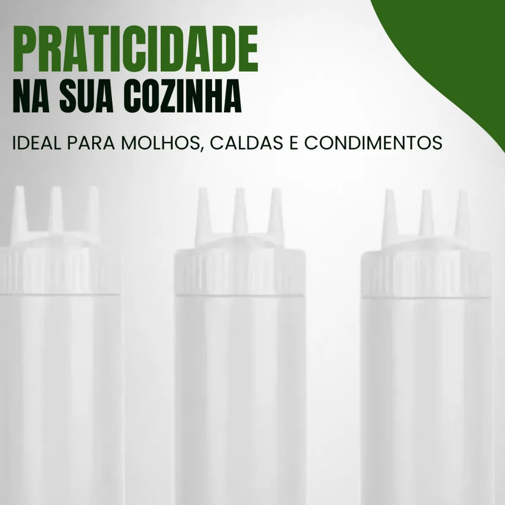 Kit 3 Bisnaga Profissional 450ml 3 Bicos Gourmet Bolo Doce Molho Salada