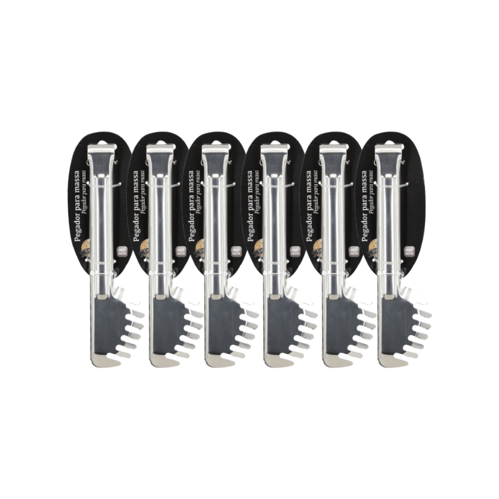 Kit 6 Pegadores De Massa Inox 28cm Macarrão Salada Buffet Restaurante