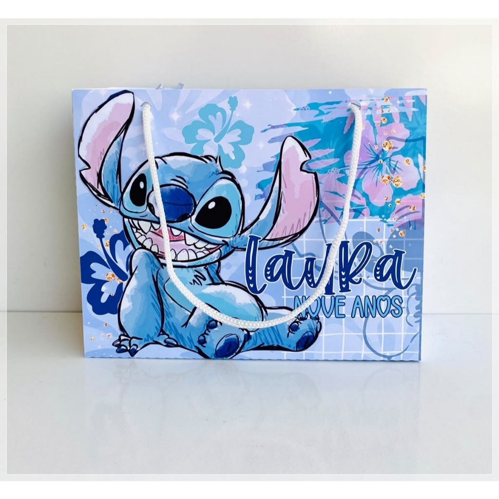 sacolinha personalizada pegue e monte stitch-lembrancinha personalizada-festa personalizada