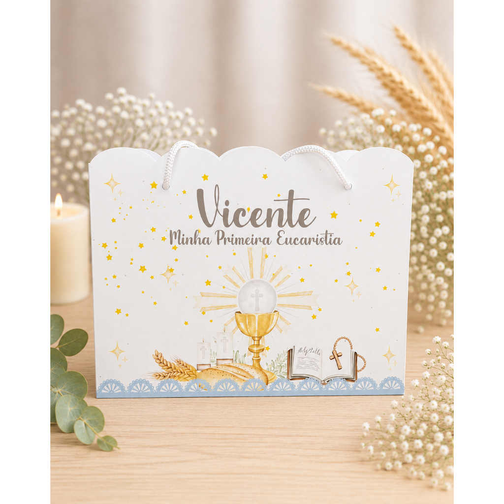 Sacolinha Personalizada Lembrancinha Batizado Primeira Eucaristia Festa Infantil