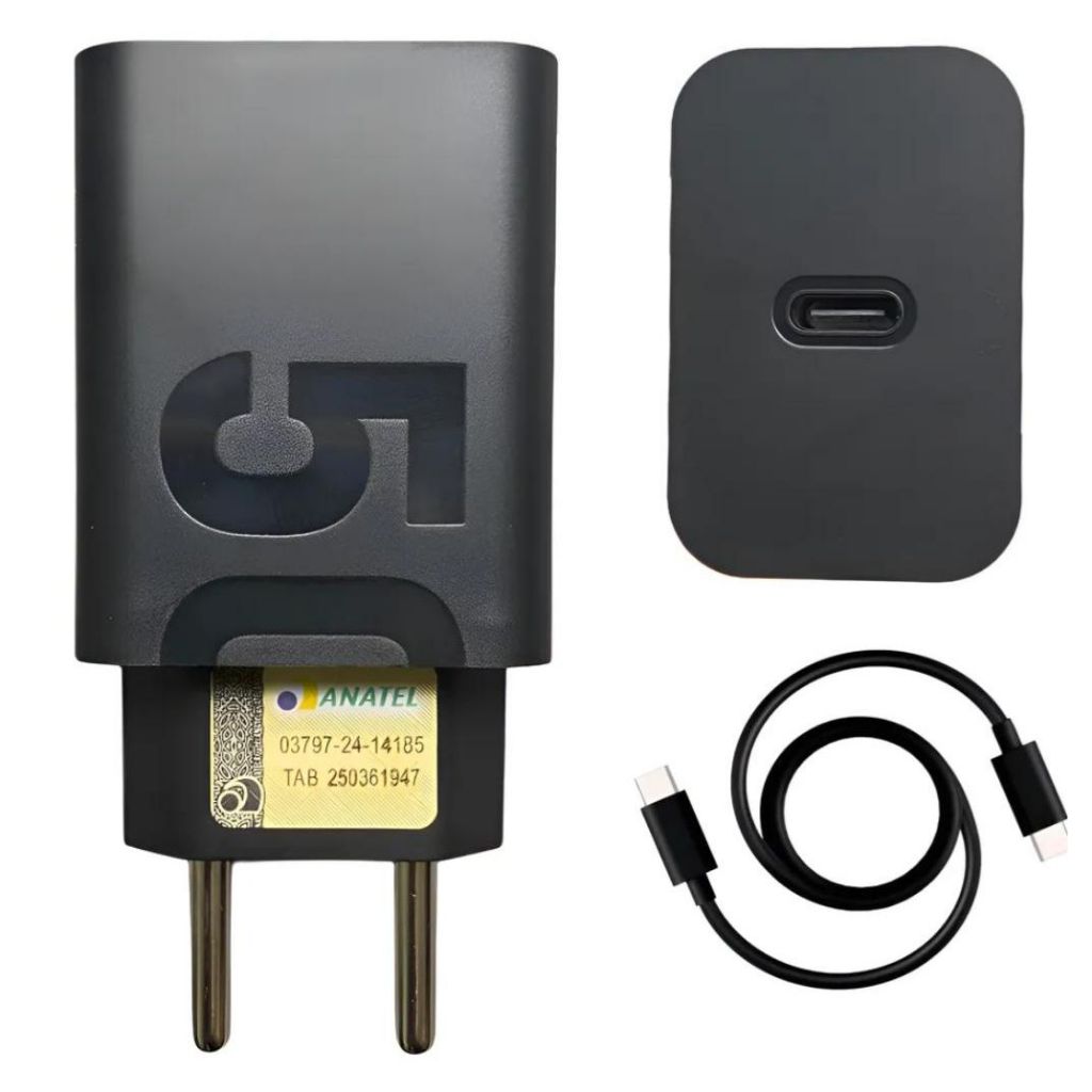 Carregador Turbo 50W Fonte e Cabo Tipo C 6A Carga Ultra Rápida Compatível Com Motorola