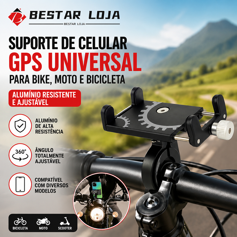 BESTAR LOJA  Suporte Para Celular GPS Bike Bicicleta E Moto Em Aluminio