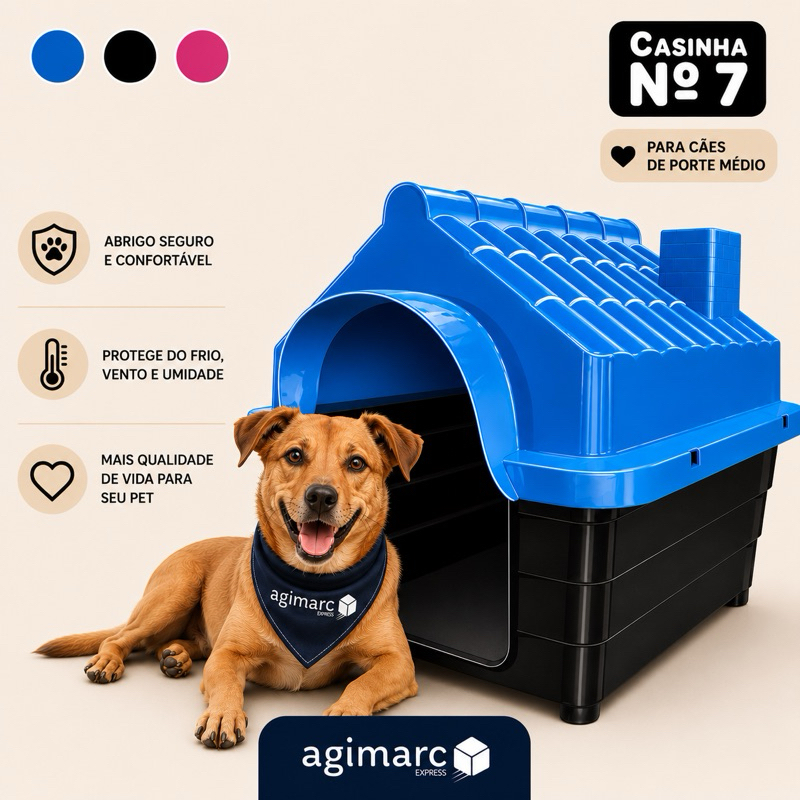 Casa Casinha Mec Pet N7 Cachorro Porte Médio Grande Pet Reforçada Desmontável UV