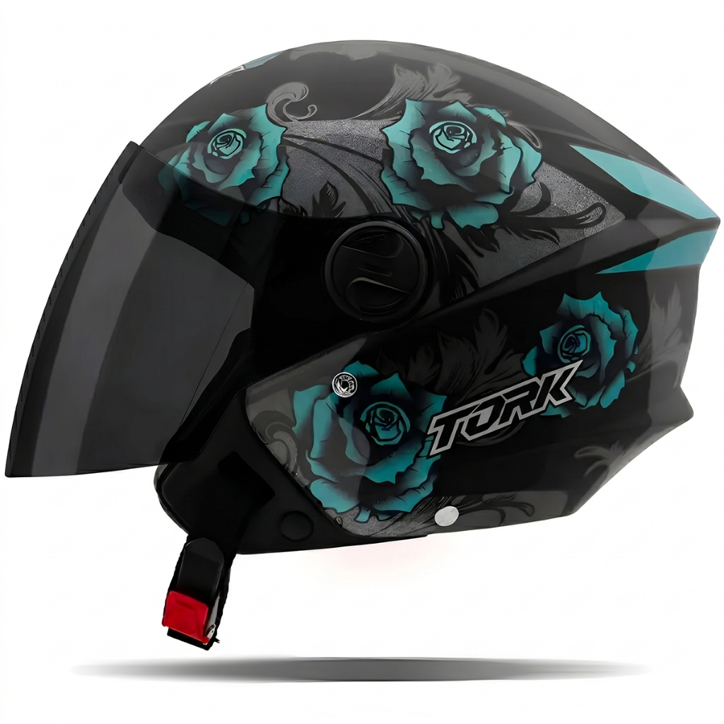 Capacete New Liberty Three Flowerss Elite Pro Tork Brilhante Viseria Fumê · foto 2