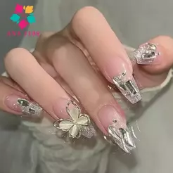 ANA1108 Kit 288Unidades C/Cola Postiça Decorada Glitter Bailarina Quadrada Amendoada Francesinha Pintada Unha