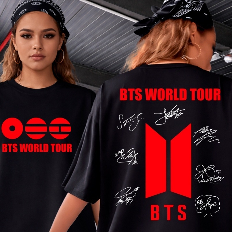 Camiseta Unissex Estampa BTS Hooligan World Tour Lançamento Álbum 2026 Kpop Grunge T-shirt 100% ALGODAO Streetwear