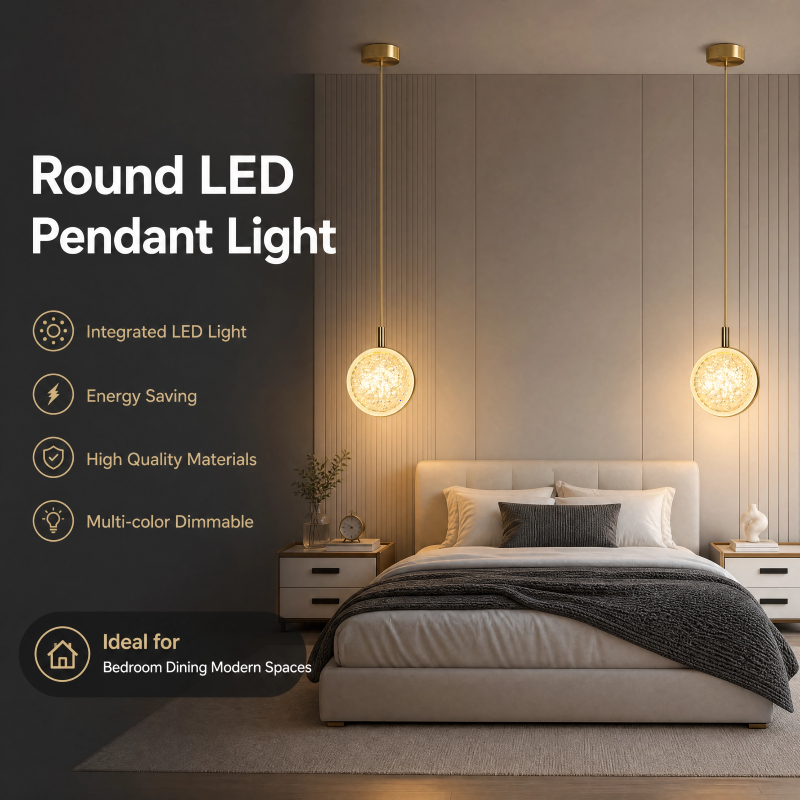 Lustre Pendente LED Pequeno de Luxo com Efeito de Cristais Bolha Iluminação Aconchegante Bivolt Ideal para Quarto