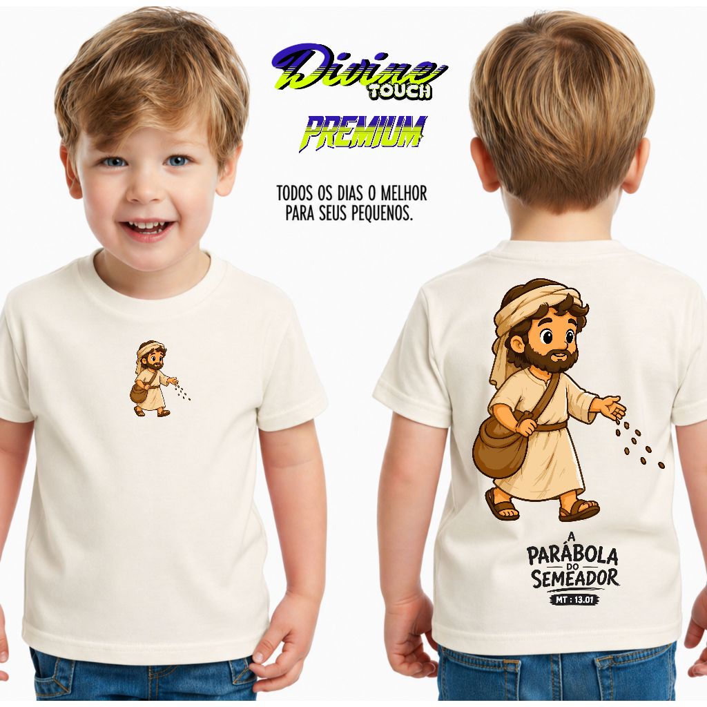 Camisetas Infantil Liso Malha 30.1 100% Algodão Juvenil O Seus Pequenos Lisa Parabola Do Semeador