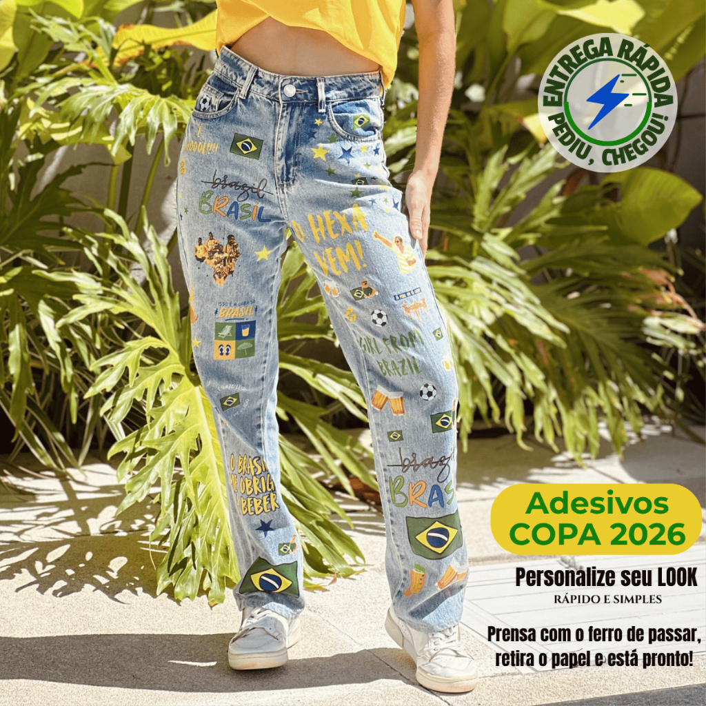 Adesivo Exclusivo DTF Copa do Mundo BRASIL | Termocolante Calça Jaqueta Camisa Pronto para Estampar|