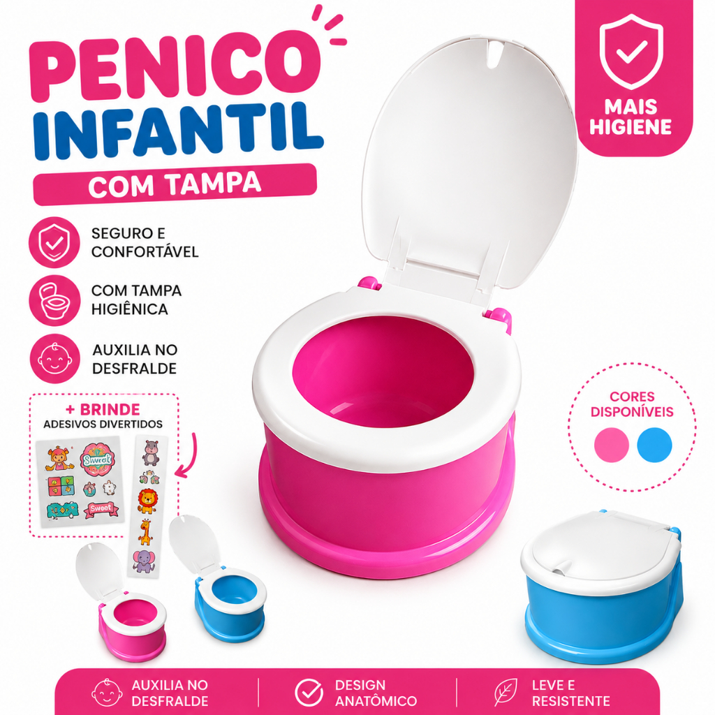 Penico Infantil com Tampa Troninho Sanitario Piniquinho para Desfralde