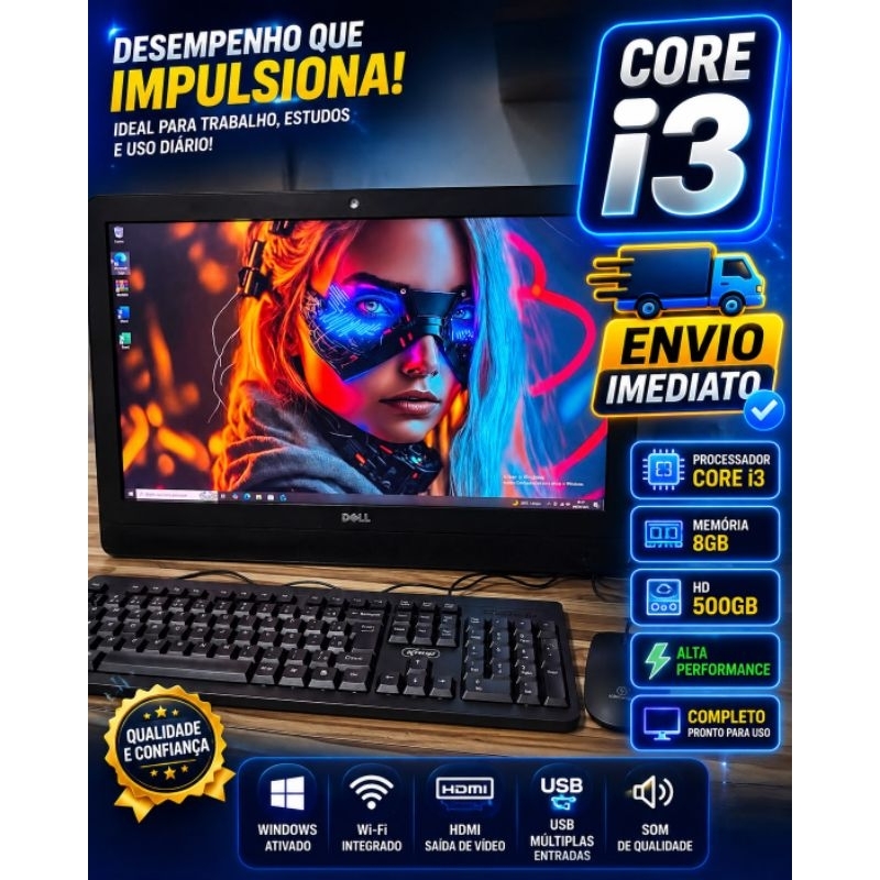 All In One Dell Core I3 Tela 23Polegadas 8gb Ram Top Barato Estudar Trabalhar Navegar — R$ 987,00 em Shopee