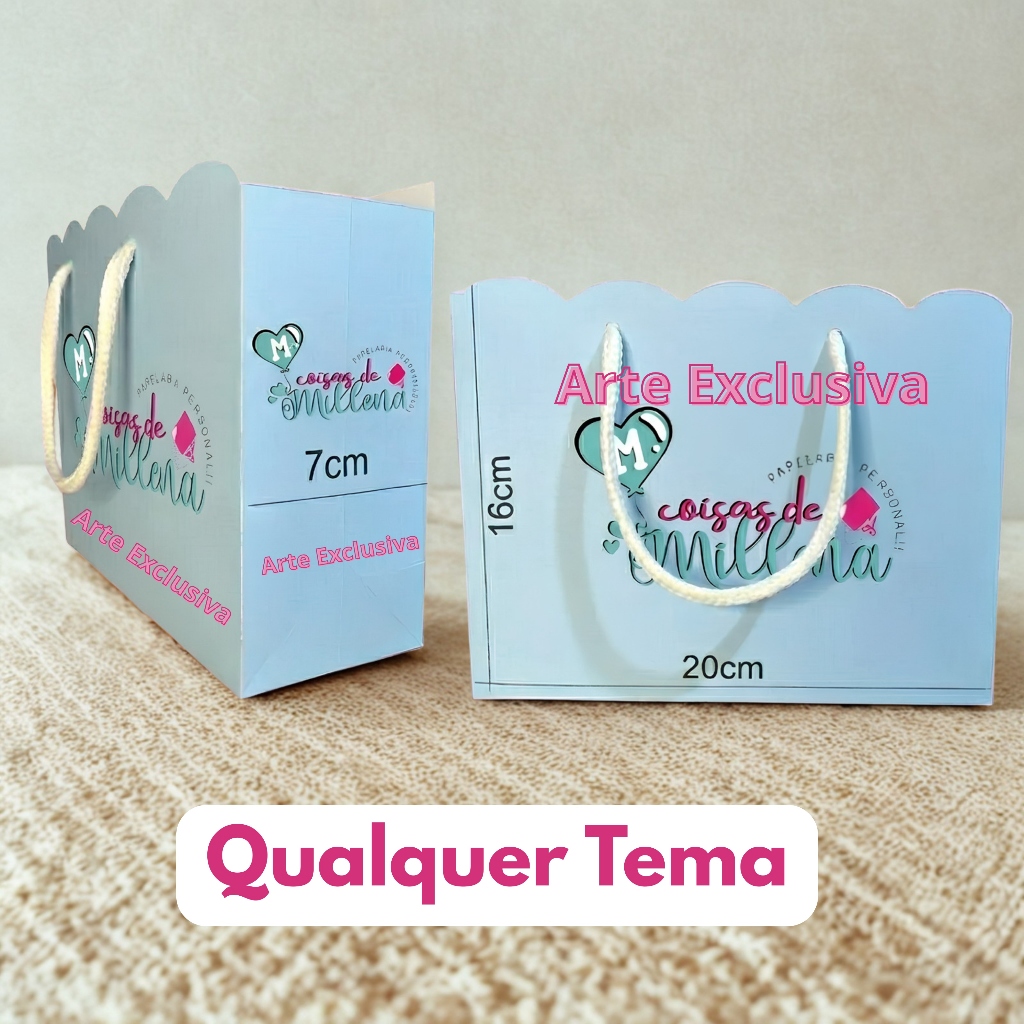 Sacolinha Surpresa Personalizada Qualquer Tema (Pegue e Monte) Lembrancinha Festa Infantil Nome e Idade Aniversário