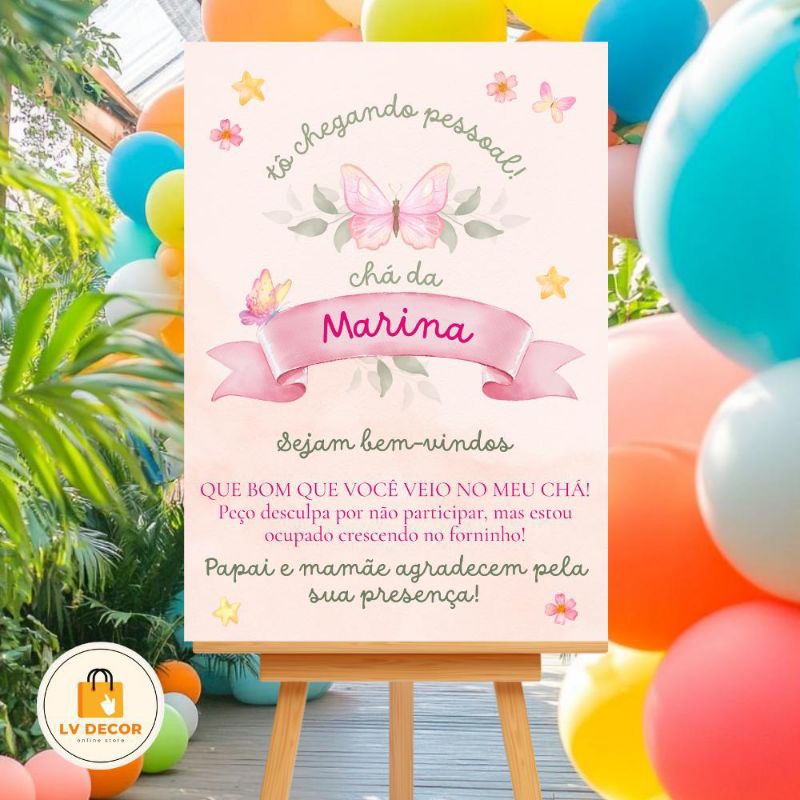 Quadro Placa Decorativa Personalizada Chá De Bebê Rosa