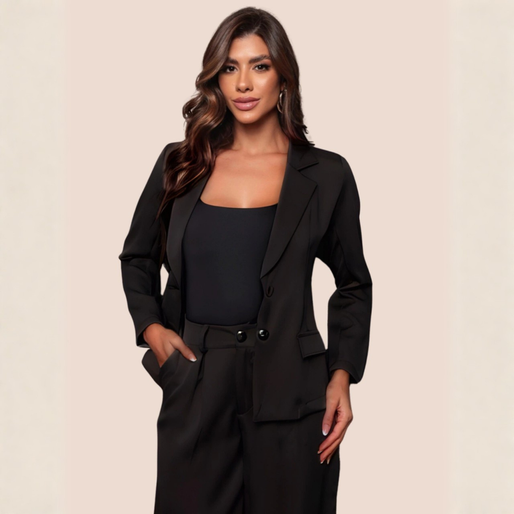 Blazer Alfaiataria Feminino Preto Cortelle