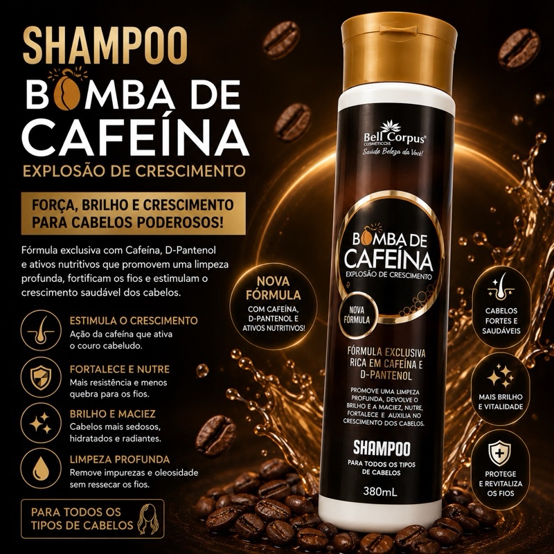 Shampoo Bomba de Cafeína Fortalecedor Capilar 380ml