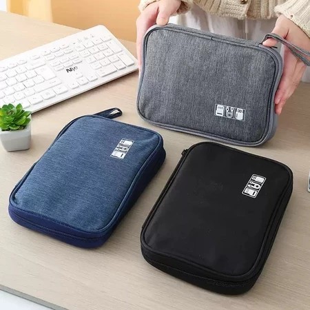 Organizador De Cabos Eletrônicos Bolsa Compacta Divisórias Elásticas Impermeável Alta Qualidade Viagem Trabalho Diário