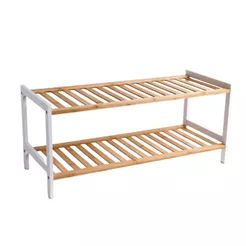 Estante Sapateira Organizador de Calçados Bambu 2 Andares Decoração Casa