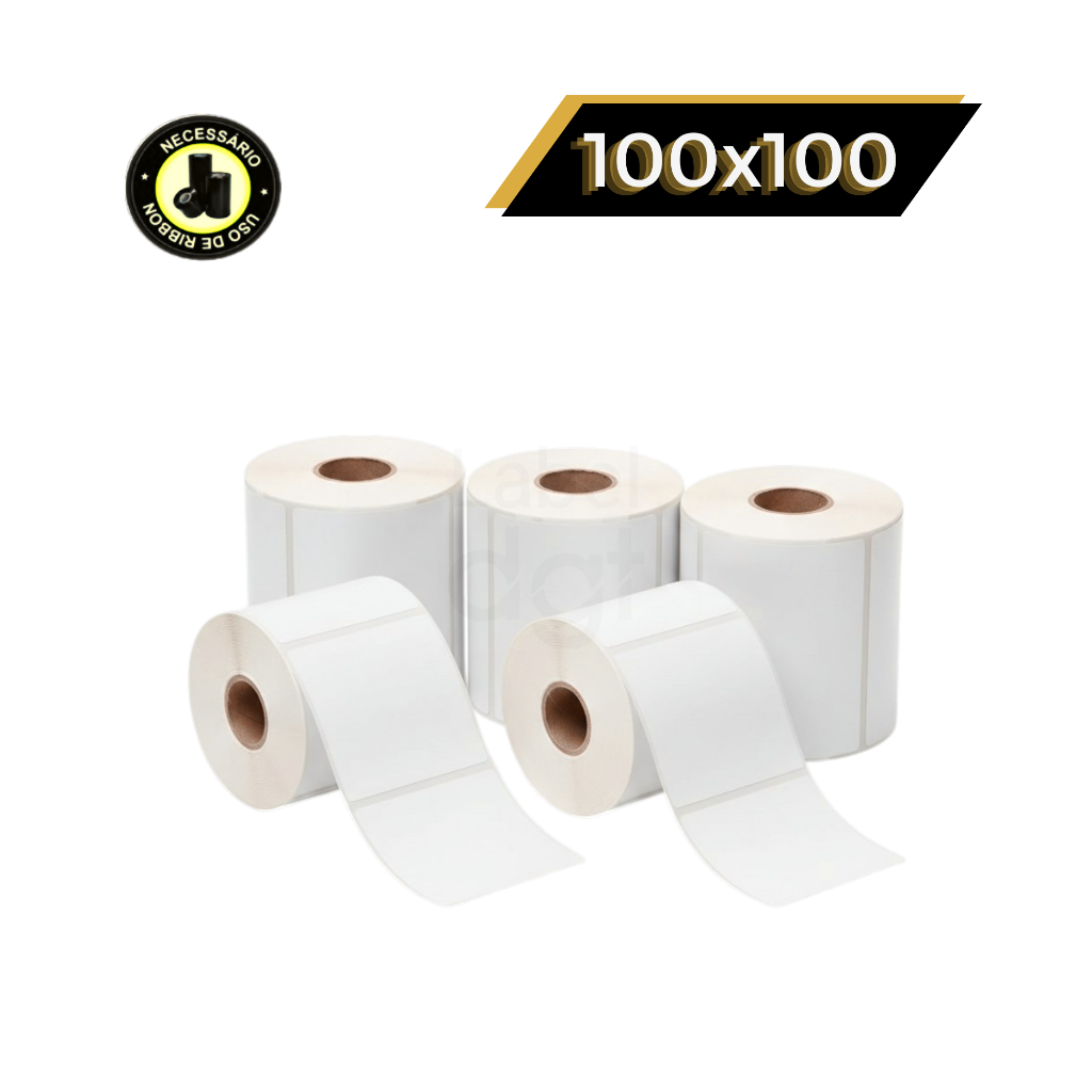 Kit 3 Etiquetas Couche 100x100mm sem Serrilha Zebra Argox Elgin Ribbon Impressora Termica Ecommerce