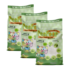Kit 3 Areia Higiênica PeePoop Biodegradável Mandioca Grãos Médios para Gatos 4 kg