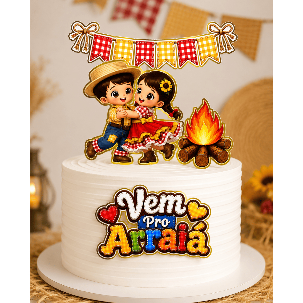 Topo de Bolo Festa Junina personalizado Arraiá Topper de bolo Arraiá Decoração Festa Junina Junino São João