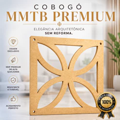 Kit 36 Mdf Placa Modulo Divisoria Ambiente Decoraçao 29x29cm Cobogo Quadro Vazado Cor Cru Madeira