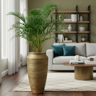 Vaso para plantas Decorativo Egipcio Metalico Prime Luxo Texturizado Moderno