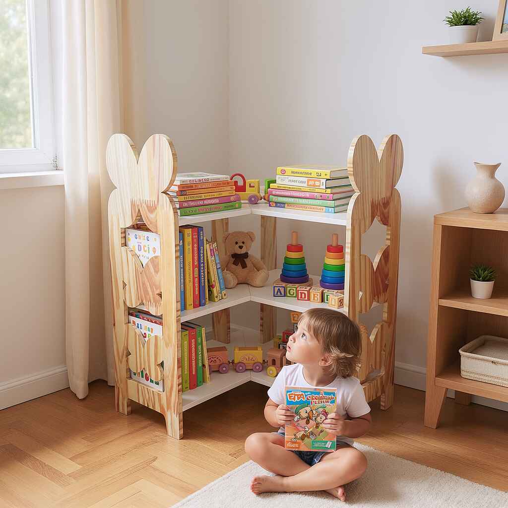 Estante de Canto Organizador Infantil Montessori Multiuso Brinquedos Quarto MDF 