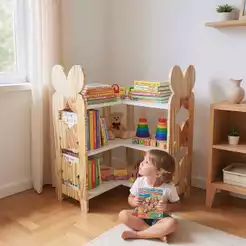 Estante de Canto Organizador Infantil Montessori Multiuso Brinquedos Quarto MDF Kit Livro Educativo
