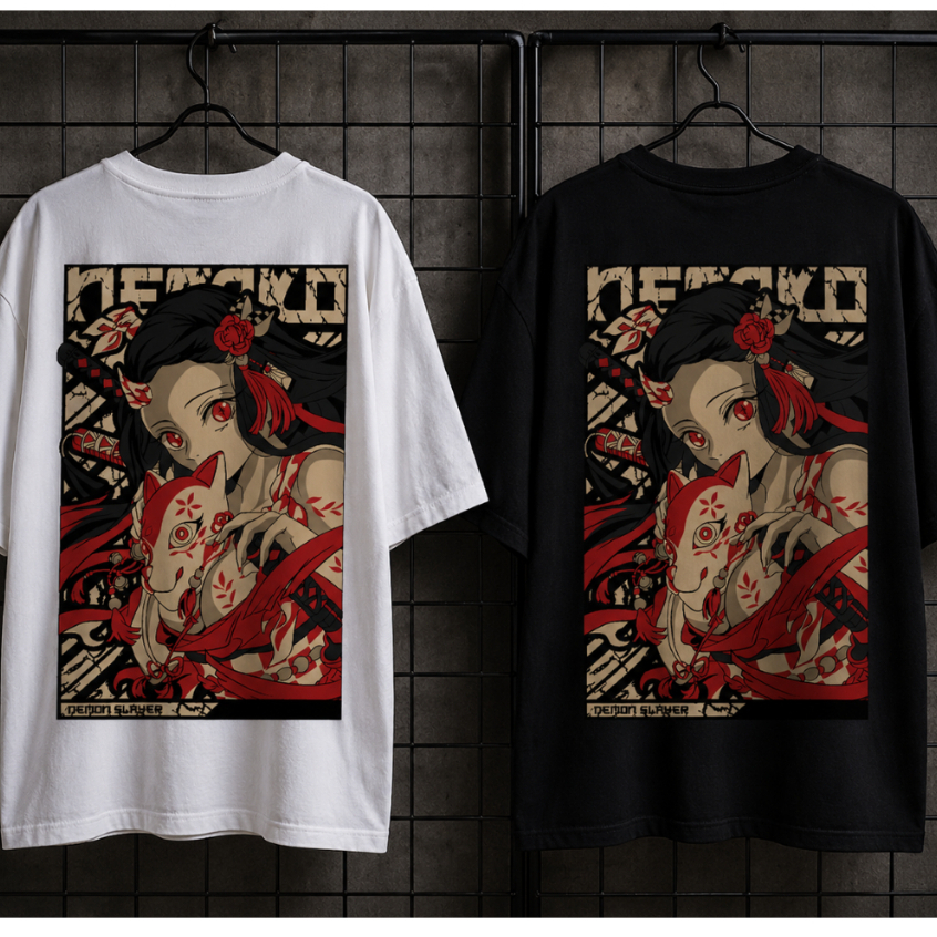 Camiseta Oversized Anime Demon Slayer Streetwear Feminina e Masculina Premium Vintage Estampada Algodão Desenho