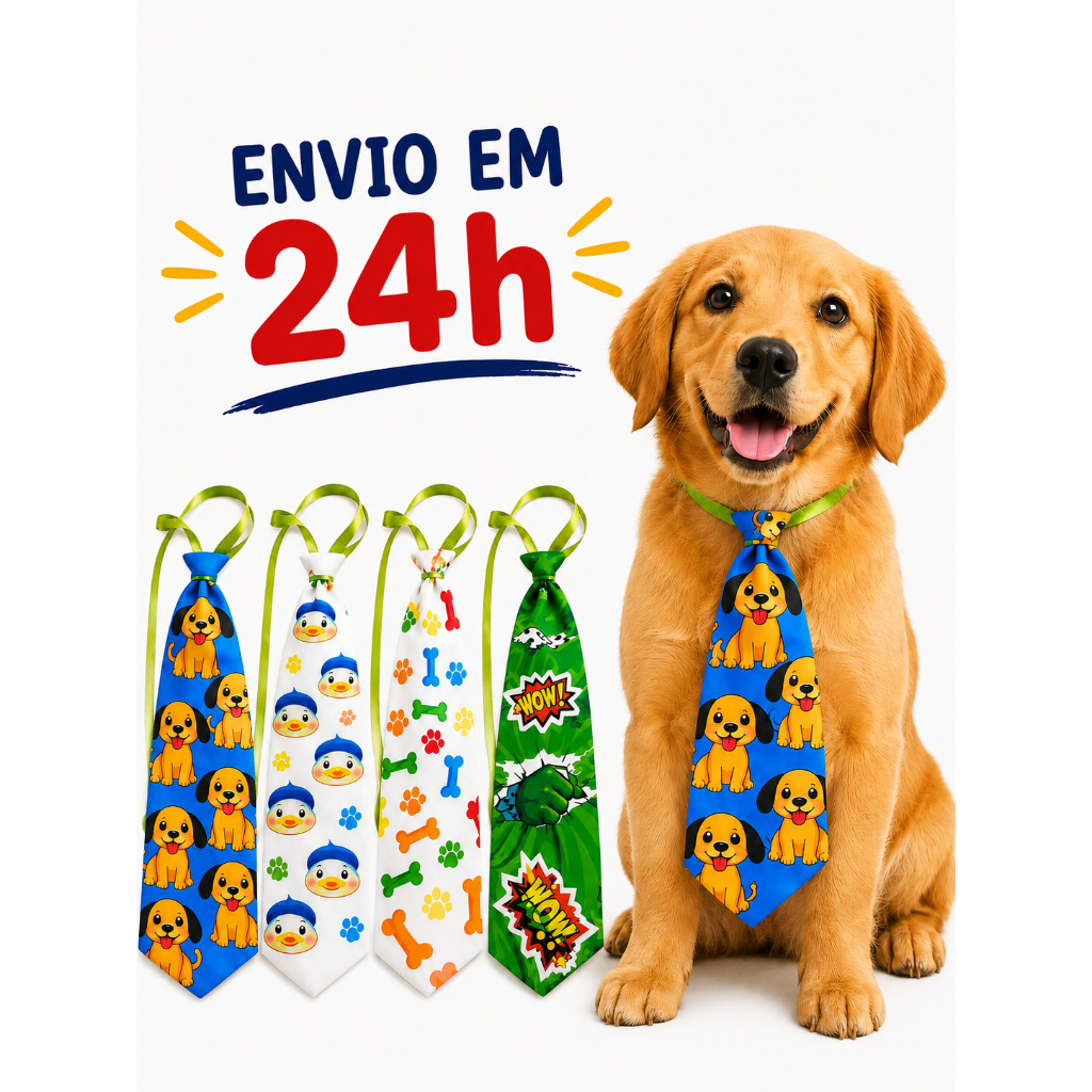 Kit 50 Gravatas Pet Macho sortidas coloridas Banho e Tosa Cães Cachorro Cetim Filhote/P/M/G