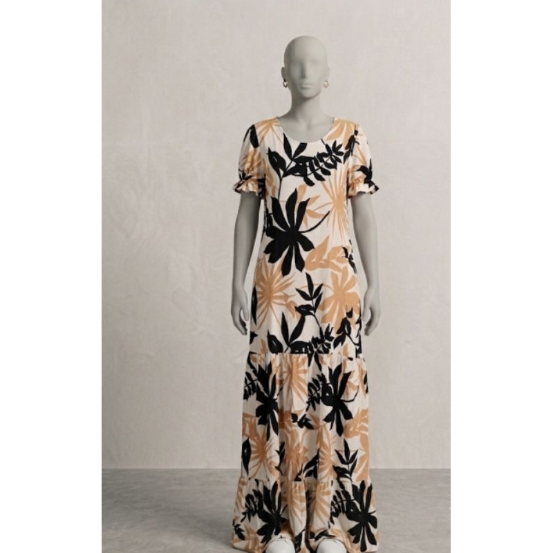 Vestido longo floral Tam G peça única Fiapo brechó