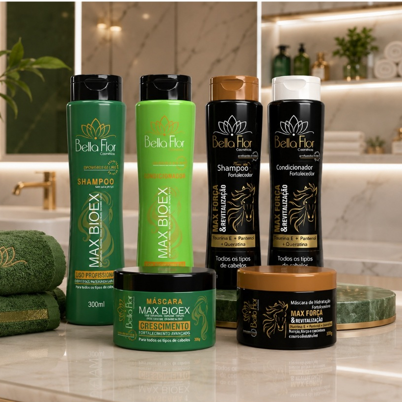 2 Kits Capilar Bioex e Força 6 Produtos (2 Shampoos, 2 Condicionadores e 2 Mascaras) Profissionais - Bella Flor