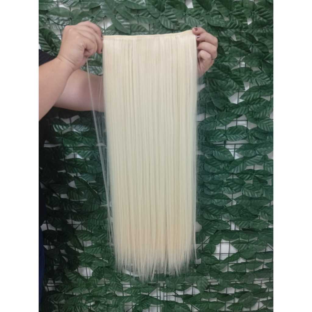 Tic Tac Loiro Liso Claríssimo Aplique 70cm Bio Humano Premium Luxo