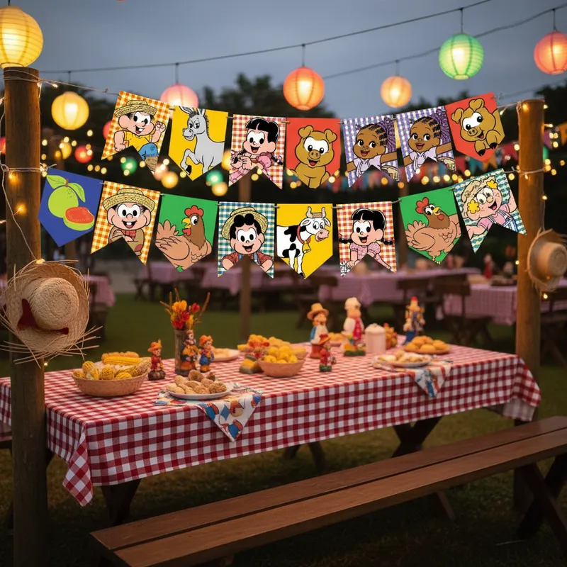 Faixa Decorativa Estilo Bandeirinhas - Arraiá do Chico Bento - Festa Junina e Julina - Arraiá e São João