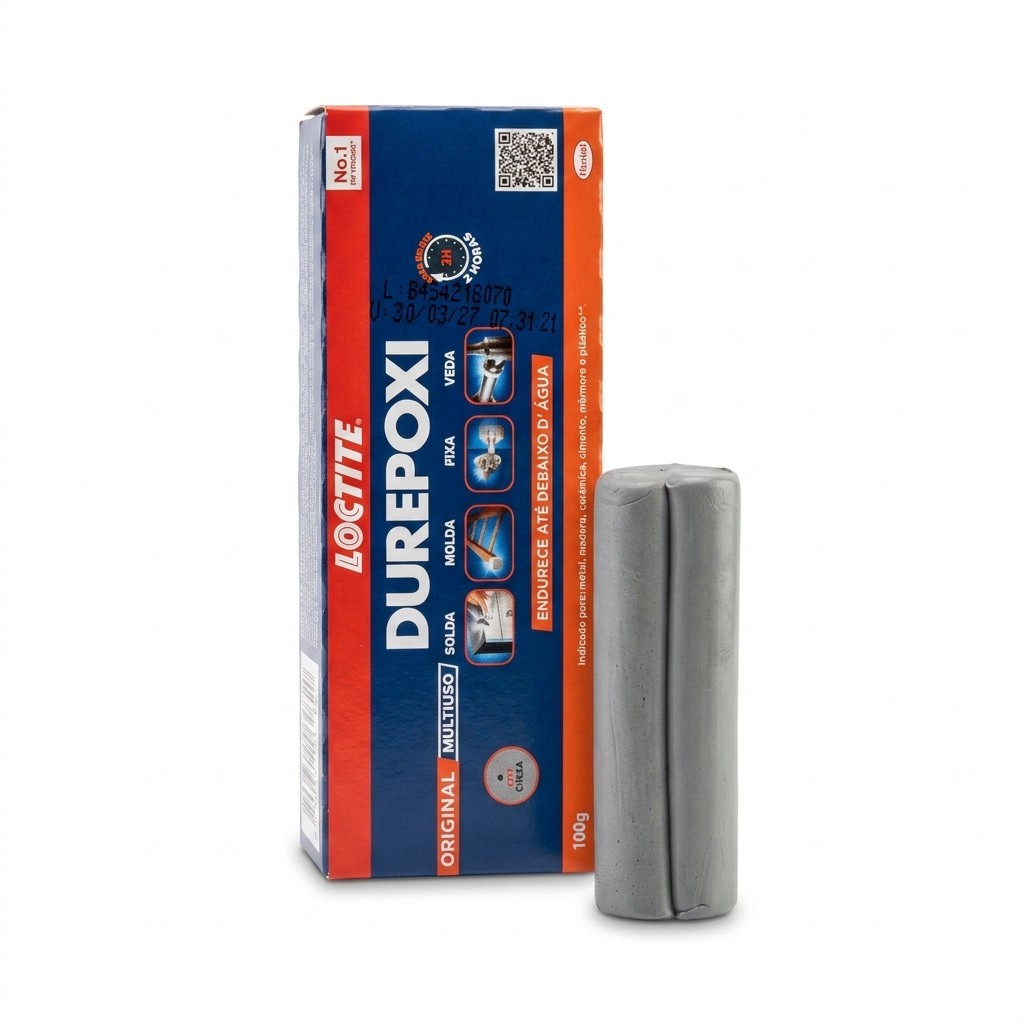 Durepoxi Massa Cola Loctite 100g Massa Epóxi Bicomponente Metal Plástico Madeira Subaquática