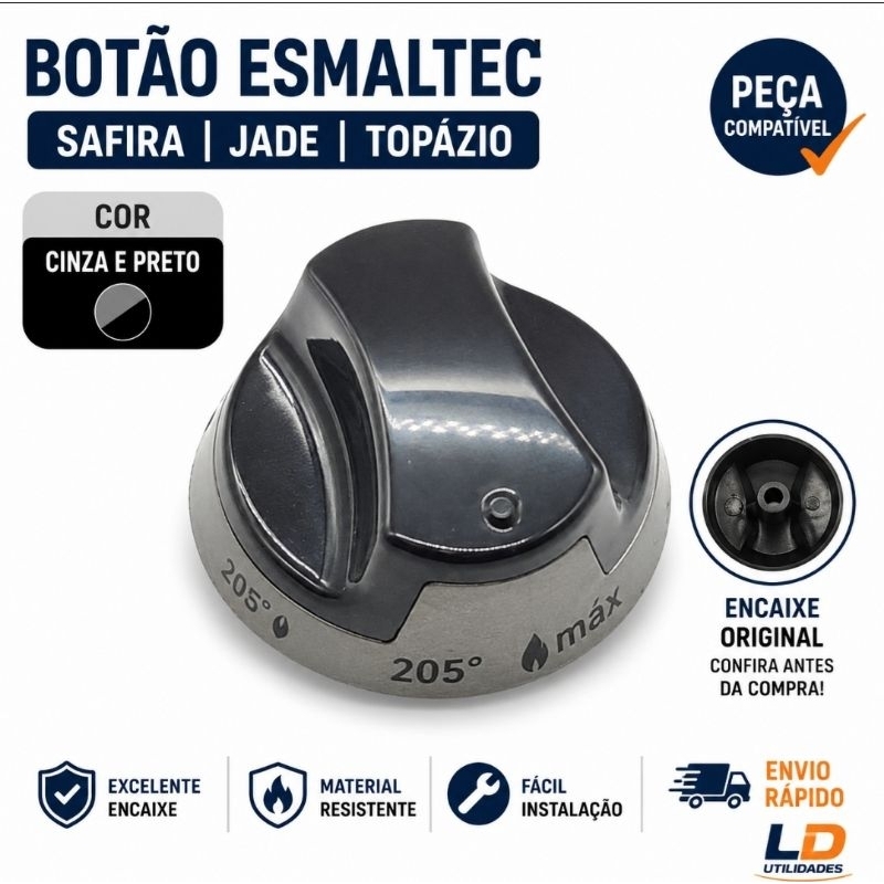 Jogo Botões Fogão Esmaltec Esmeralda Jade Safira Ágata Topázio + Forno 5 Peças Compatível Pronta Entrega