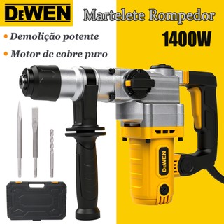 Martelete Rompedor 1400W Com Furar e Talhadeira 3 em 1 Martelo /Picareta Elétrica,Industrial Destruidor de Concreto