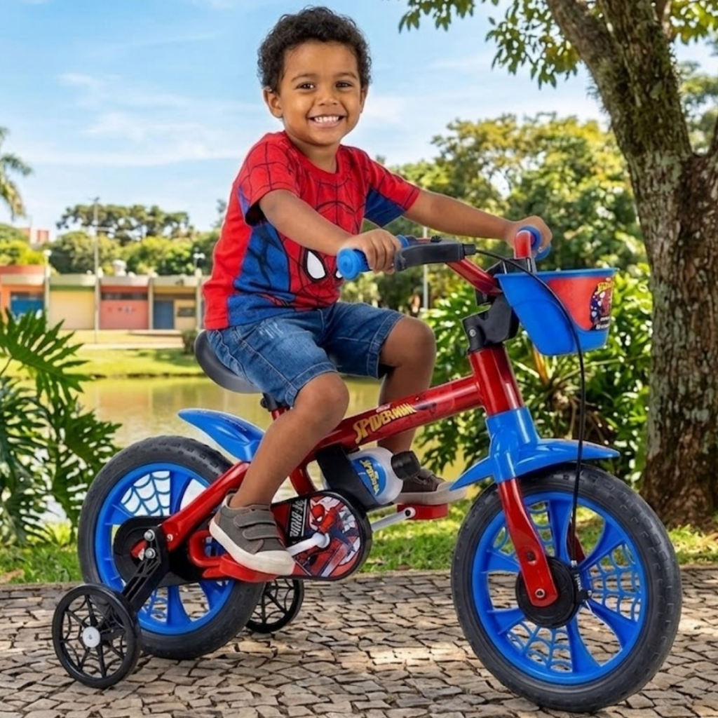 Bicicleta Infantil Menino Homem Aranha 1-4 Anos Nathor Aro 12