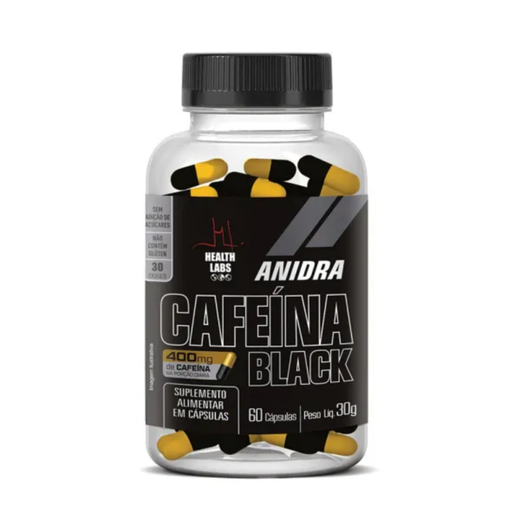 Cafeína Black 400mg Health Labs Anidra 60 Cápsulas