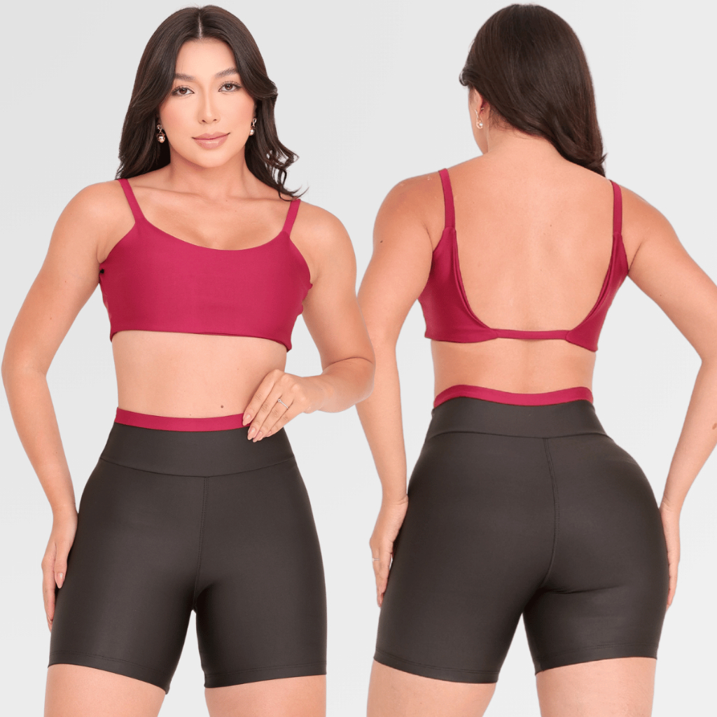 Conjunto Feminino Top Alcinha e Short  Tecido Suplex Tubular Fitness Academia Caminhada