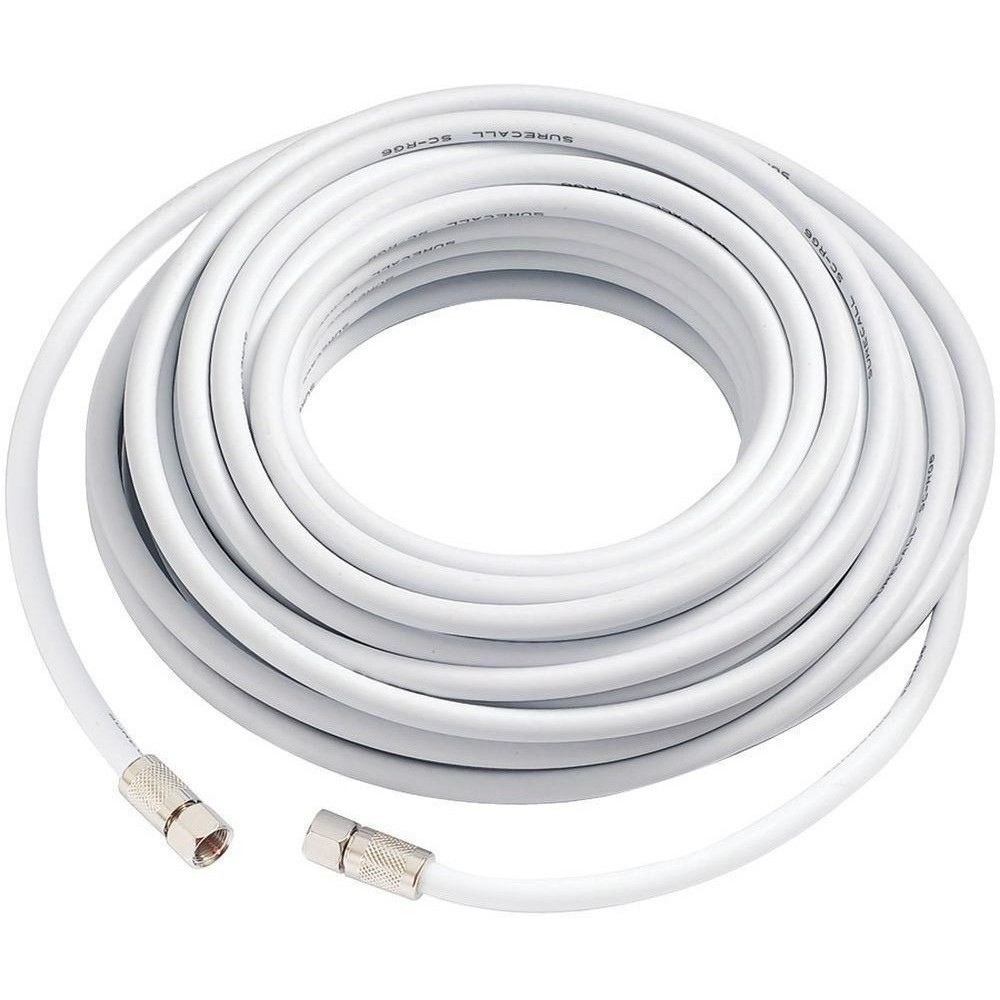 Cabo Coaxial branco P/Antena Pronto com Conectores 5 a 30 metros