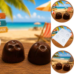 1~5 Forma BWB Com Silicone(3 partes)Para Chocolate Cód. 822-Trufa Coco 38g. Para Festas Trufas, Bombons, Alfajor(CHOCO)