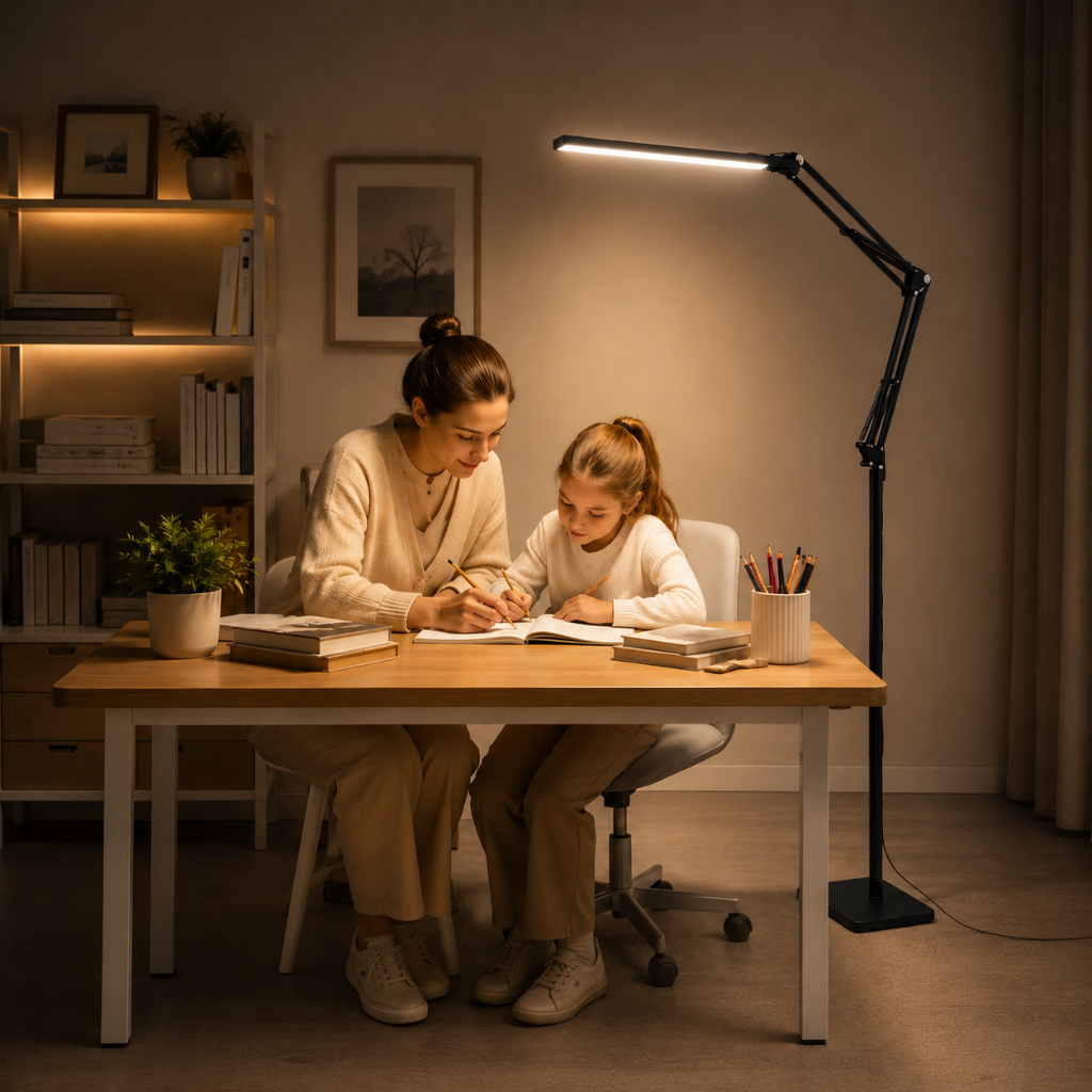 Luminária De Mesa LED Articulada Profissional Touch 10 Níveis 3 Cores Para Estudo Home Office