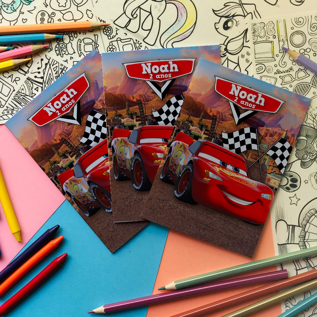 Detalhes do Revistinha de Colorir Carros Relâmpago McQueen Personalizada Lembrancinha Festa Infantil A6
