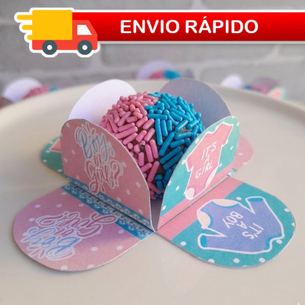 50~200 Forminhas Chá Revelação 4 Pétalas Bebê Batizado Aniversário Brigadeiro Festa Infantil