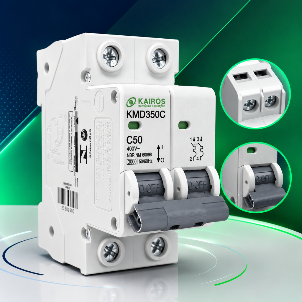 Disjuntor Bipolar 6a 10a 16a 20a 25a 32a 40a 50a 63a Curva C Kairós
